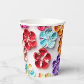 Spring Handmade sewn fabric Flowers Multicolor Papieren Bekers (Achterkant)