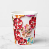 Spring Handmade sewn fabric Flowers Multicolor Papieren Bekers (Links)