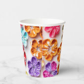 Spring Handmade sewn fabric Flowers Multicolor Papieren Bekers (Rechts)