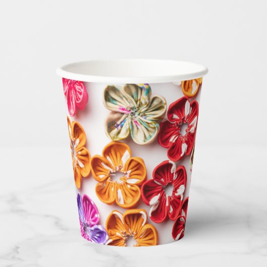 Spring Handmade sewn fabric Flowers Multicolor Papieren Bekers (Voorkant)