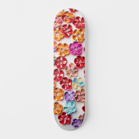 Spring Handmade sewn fabric Flowers Multicolor Persoonlijk Skateboard (Voorkant)