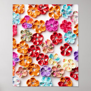 Spring Handmade sewn fabric Flowers Multicolor Poster