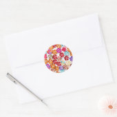 Spring Handmade sewn fabric Flowers Multicolor Ronde Sticker (Envelop)