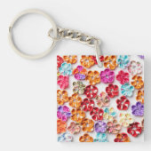 Spring Handmade sewn fabric Flowers Multicolor Sleutelhanger (Voorkant)