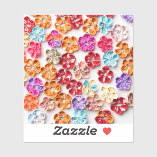 Spring Handmade sewn fabric Flowers Multicolor Sticker (Vel)