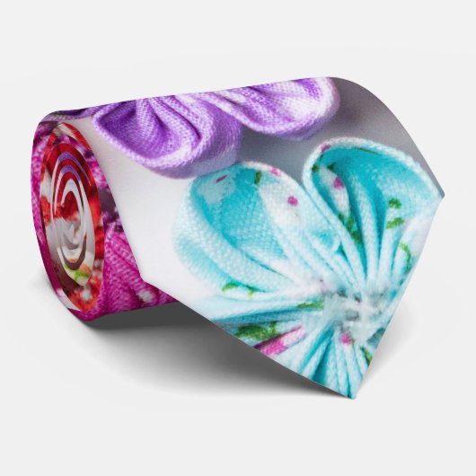 Spring Handmade sewn fabric Flowers Multicolor Stropdas (Opgerold)