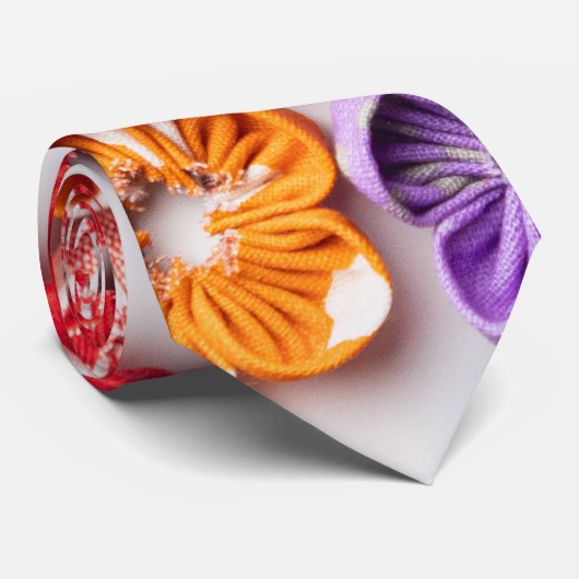 Spring Handmade sewn fabric Flowers Multicolor Stropdas (Opgerold)