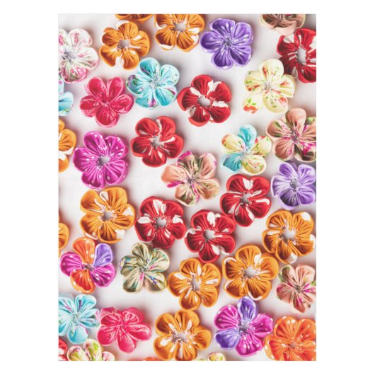 Spring Handmade sewn fabric Flowers Multicolor Tafelkleed (Voorkant)