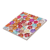 Spring Handmade sewn fabric Flowers Multicolor Tegeltje (Zijkant)