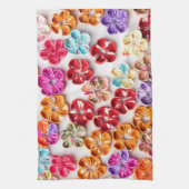 Spring Handmade sewn fabric Flowers Multicolor Theedoek (Verticaal)