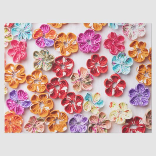 Spring Handmade sewn fabric Flowers Multicolor Tissuepapier (Voorkant)