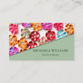 Spring Handmade sewn fabric Flowers Multicolor Visitekaartje (Voorkant)