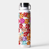 Spring Handmade sewn fabric Flowers Multicolor Waterfles (Achterkant)