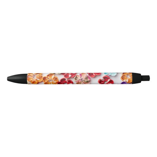 Spring Handmade sewn fabric Flowers Multicolor Zwarte Inkt Pen (Voorkant)