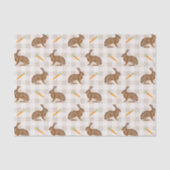 Spring Hare And Carrots Beige Gingham Easter Tissuepapier (Voorkant)