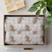 Spring Hare And Carrots Beige Gingham Easter Tissuepapier (Geschenk)