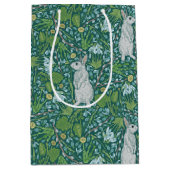 Spring Hares Pussy Willow Blauwgroen Garden Gift B Medium Cadeauzakje (Voorkant)