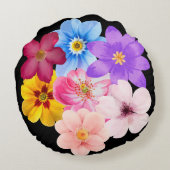 Spring Harmony - Mixed Watercolor Flower Bouquet Rond Kussen (Achterkant)