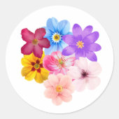 Spring Harmony - Mixed Watercolor Flower Bouquet Ronde Sticker (Voorkant)