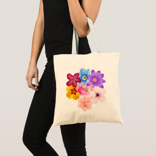 Spring Harmony - Mixed Watercolor Flower Bouquet Tote Bag (Voorkant (product))