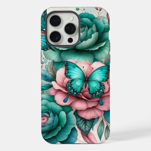 Spring Harmony: Vlinder en Bloemen iPhone Hoesje (Achterkant)