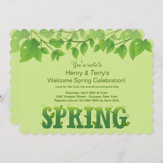 Spring Has Sprung-uitnodiging Kaart (Voorkant / Achterkant)