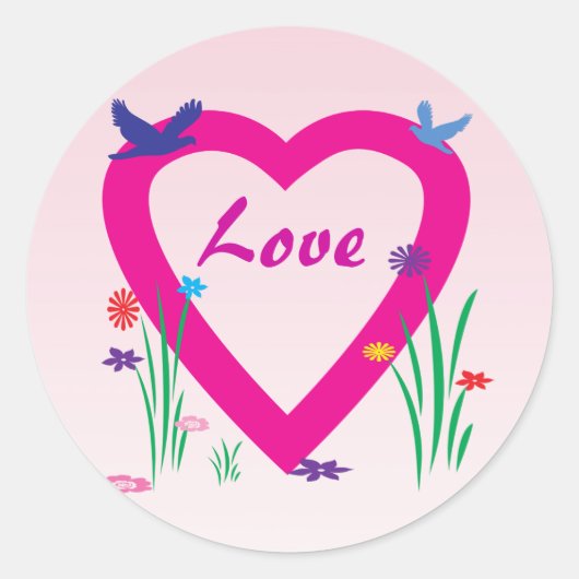 Spring Heart Love Ronde Sticker (Voorkant)