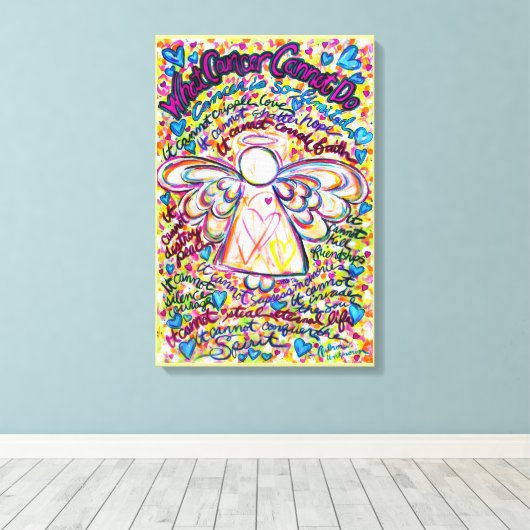 Spring Hearts Cancer kan het schilderen van het Ca Canvas Afdruk (Insitu (Houten vloer))