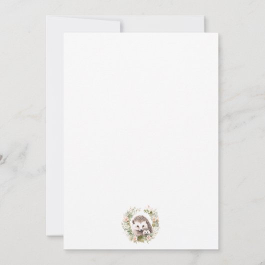 Spring Hedgehog Baby shower Invitation Kaart (Achterkant)