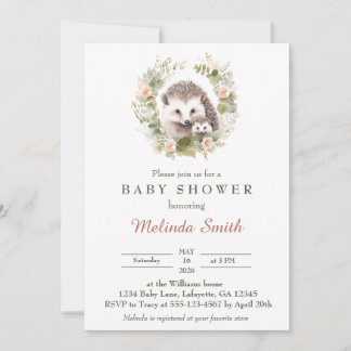 Spring Hedgehog Baby shower Invitation Kaart