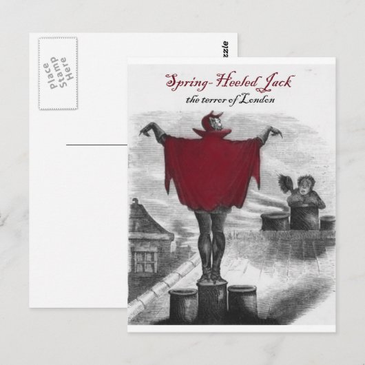 Spring Heeled Jack Devil London Art Briefkaart (Voorkant / Achterkant)