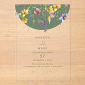 Spring Herfst Boho Wildflower Bloom Whimsical Acryl Uitnodigingen (Voorkant)