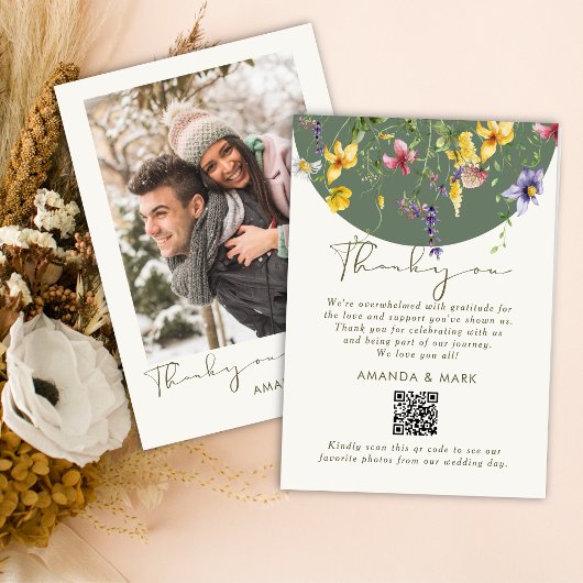 Spring Herfst Boho Wildflower Bloom Whimsical Bedankkaart