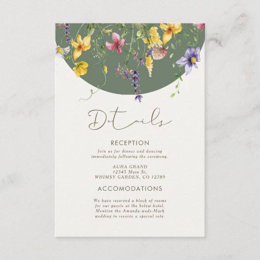 Spring Herfst Boho Wildflower Bloom Whimsical Informatiekaartje (Voorkant)