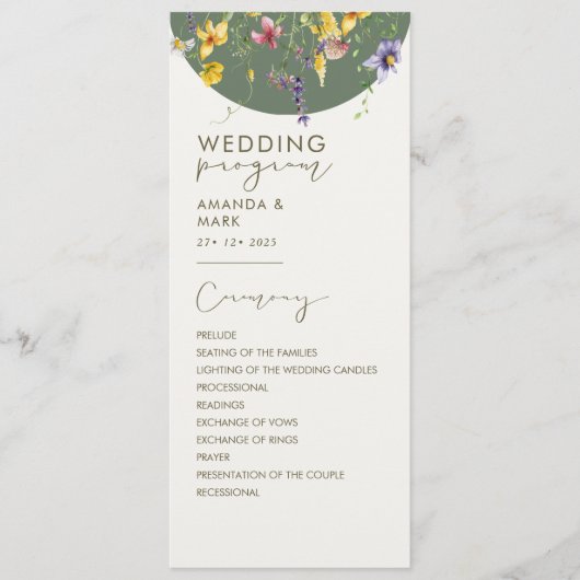 Spring Herfst Boho Wildflower Bloom Whimsical Menu (Voorkant)