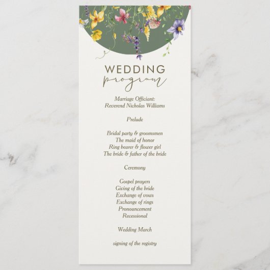 Spring Herfst Boho Wildflower Bloom Whimsical Menu (Voorkant)