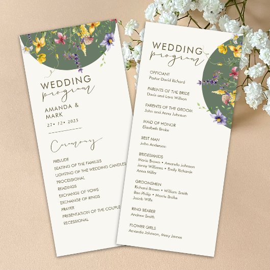 Spring Herfst Boho Wildflower Bloom Whimsical Menu