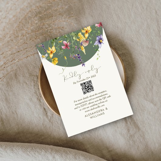 Spring Herfst Boho Wildflower Bloom Whimsical RSVP Kaartje