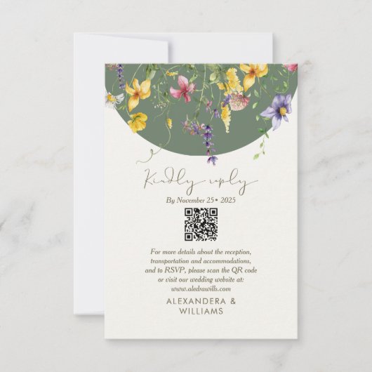 Spring Herfst Boho Wildflower Bloom Whimsical RSVP Kaartje (Voorkant)
