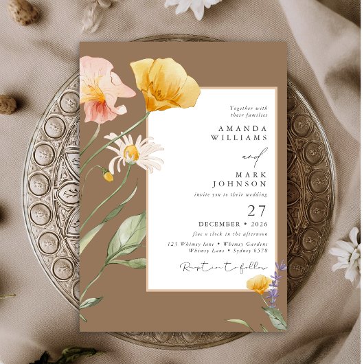 Spring Herfst Wildflower Botanische bruiloft Kaart