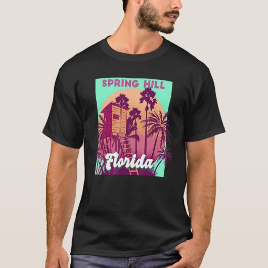 Spring Hill FL retro oceanische scène b T-shirt (Voorkant)