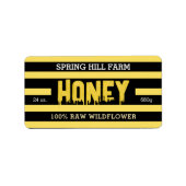 Spring Hill Gold en Black Striped Honey Jar Etiket (Voorkant)