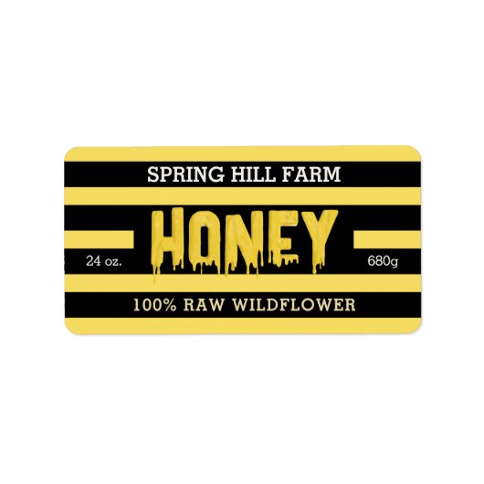 Spring Hill Gold en Black Striped Honey Jar Etiket (Voorkant)