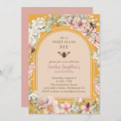 Spring Honey Bee Wildflower Tweede verjaardag Kaart (Voorkant / Achterkant)