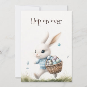 Spring Hop Over Watercolor Konijn Pasen Uitnodig Kaart