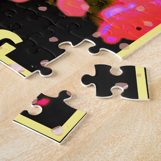 Spring Hot-roze Cherry Blossom op geel Legpuzzel (Zijkant)