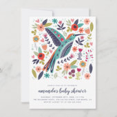 Spring Hummingbird Pink Floral Baby Girl Shower Kaart (Voorkant)
