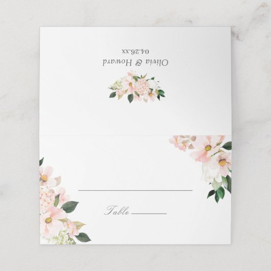 Spring Hydrangea Blossom Blush Roze Bloemen Huweli Plaatskaartje (Buitenkant ongevouwen)