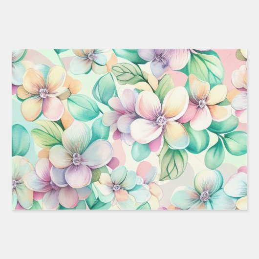 Spring Hydrangea Turquoise & Roze Inpakpapier Vel (Voorkant)