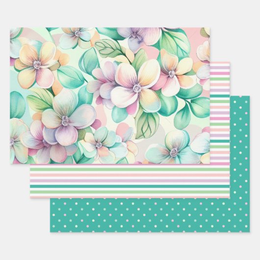 Spring Hydrangea Turquoise & Roze Inpakpapier Vel (Set)